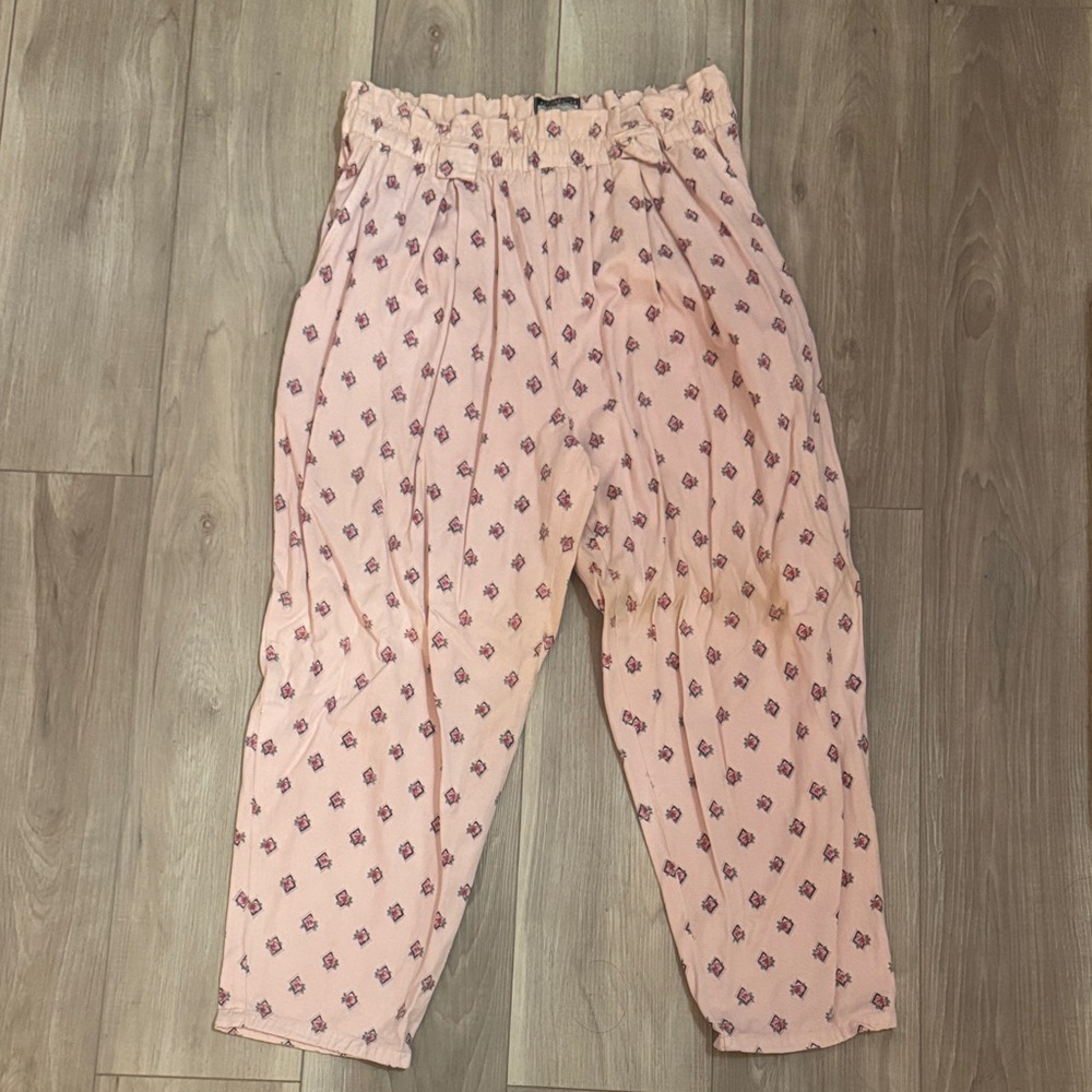 Pink Patterned Women's Cropped Pants Vintage